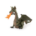 Figurine Dragon ailé vert avec flamme Papo en PVC, Collection Monde enchanté, jouet éducatif idéal pour enfants