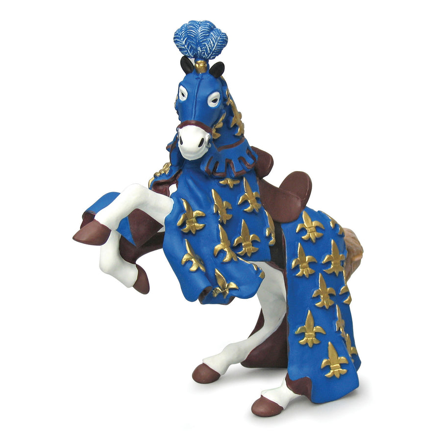 Cheval du prince Philippe bleu Papo en PVC, Collection Médiéval, jouet éducatif idéal pour enfants et collectionneurs