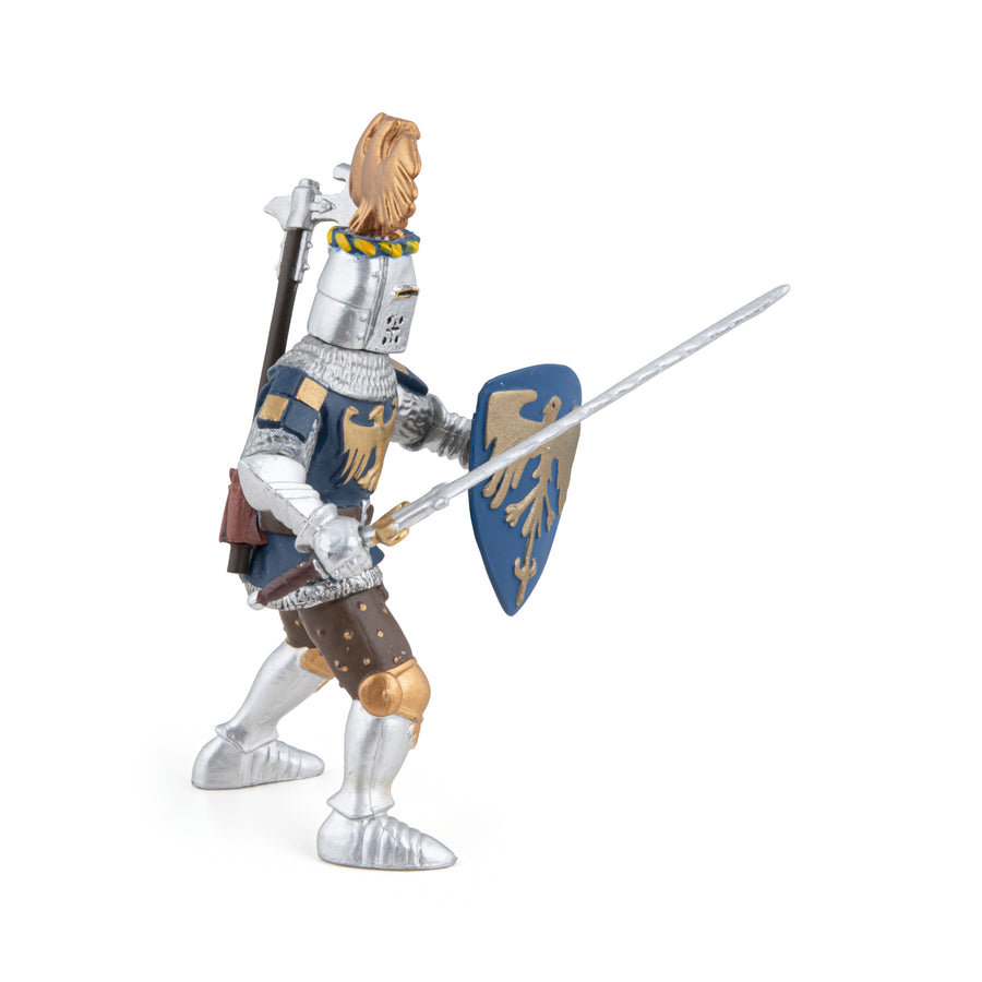 Chevalier bleu au cimier Papo en PVC, Collection Médiéval, jouet éducatif idéal pour enfants et collectionneurs