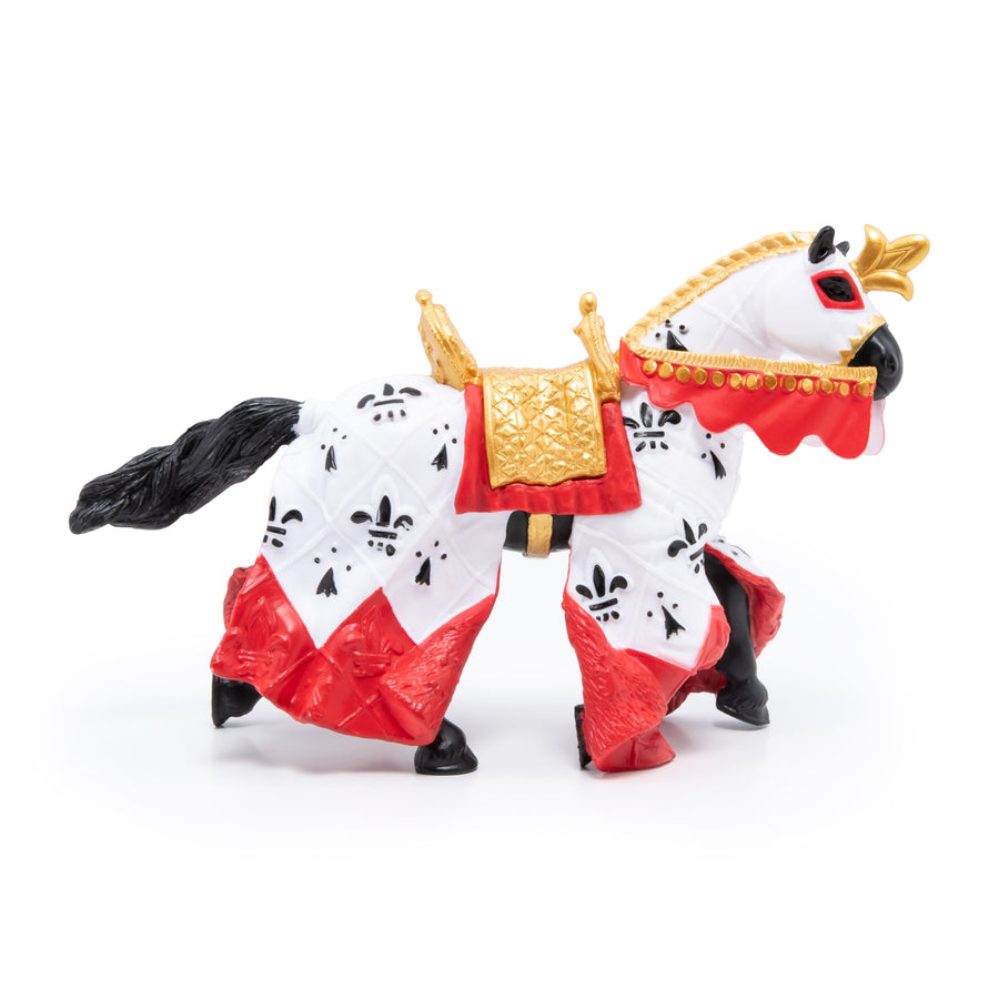 Cheval du roi Arthur rouge Papo en PVC, Collection Médiéval, jouet éducatif idéal pour enfants et collectionneurs