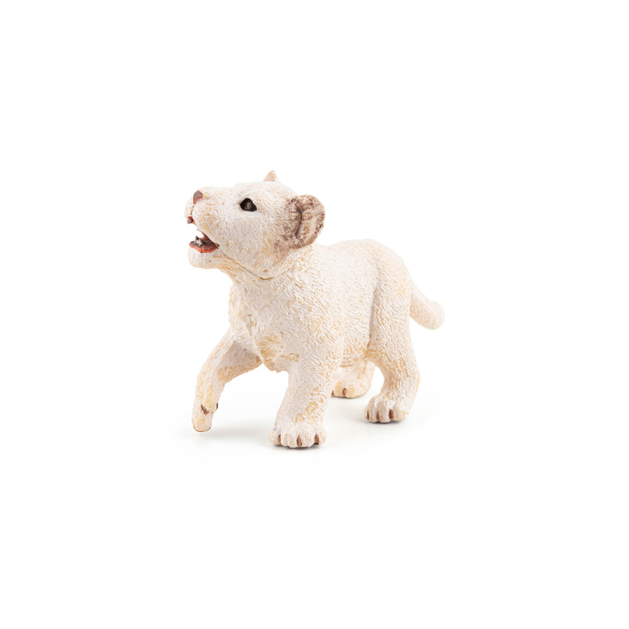 Figurine Lionceau blanc Papo en PVC, thème félins, Collection Animaux sauvages, jouet éducatif idéal pour enfants et collectionneurs