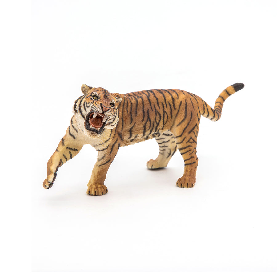 Figurine Tigre rugissant Papo en PVC, thème félins, Collection Animaux sauvages, jouet éducatif idéal pour enfants et collectionneurs