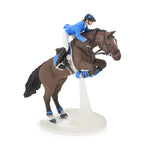 Figurine Cheval de saut d'obstacle et sa cavalière Papo en PVC, Collection chevaux, jouet éducatif idéal pour enfants et collectionneurs