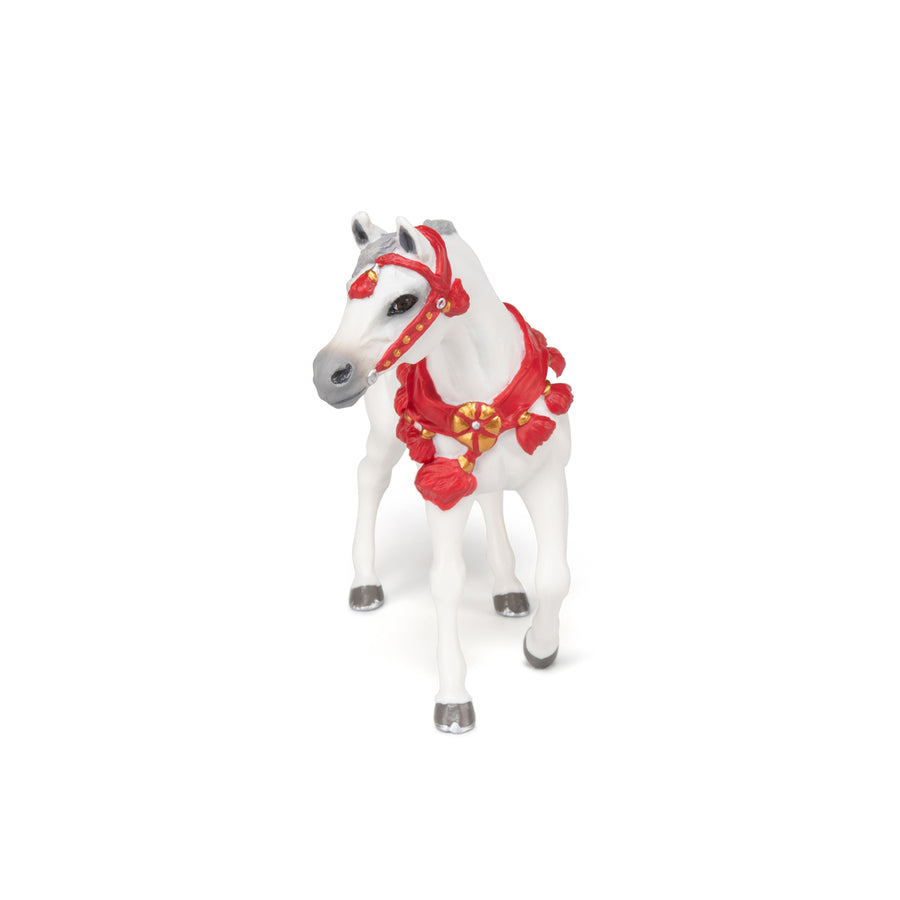 Cheval Arabe blanc en tenue de parade Papo en PVC, Collection chevaux, jouet éducatif idéal pour enfants et collectionneurs