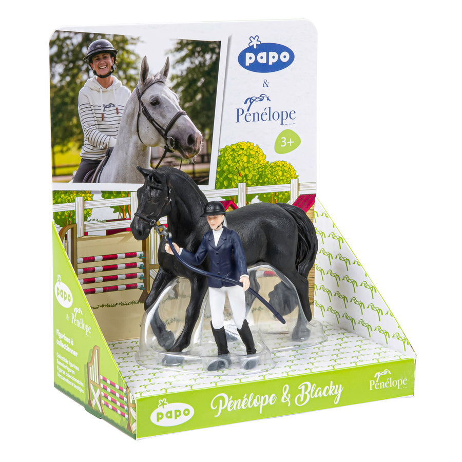 Figurine Pénélope et Blacky Papo en PVC, Collection chevaux, jouet éducatif idéal pour enfants et collectionneurs