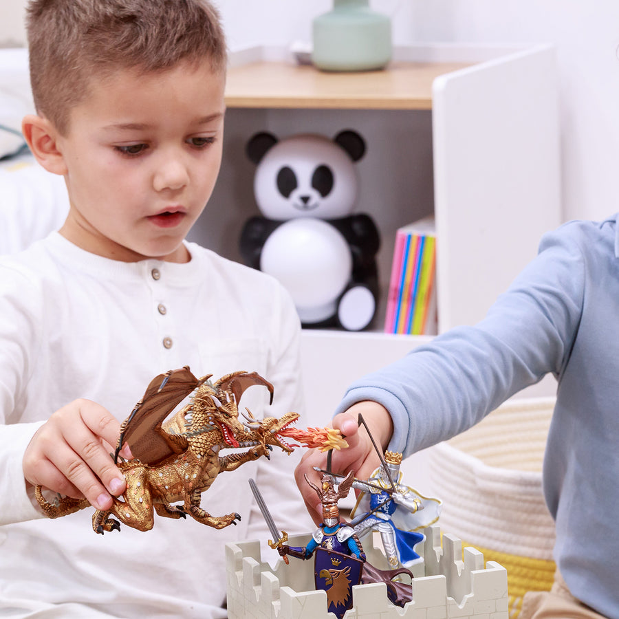 Figurine Dragon deux têtes or Papo en PVC, Collection Fantastique, jouet éducatif idéal pour enfants et collectionneurs